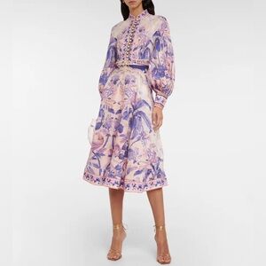Zimmermann Purple Palm Lyre Midi Dress (NWT)